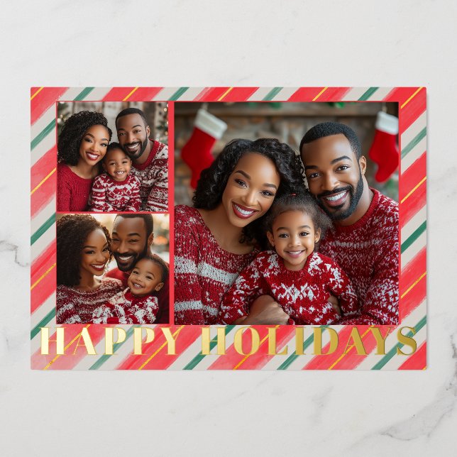 Gold Embossed Striped Christmas (Front)