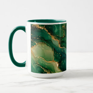 Gold Emerald Alcohol Ink Morning Coffee Mug Gift