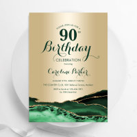 Gold Emerald Green Agate Marble 90th Birthday