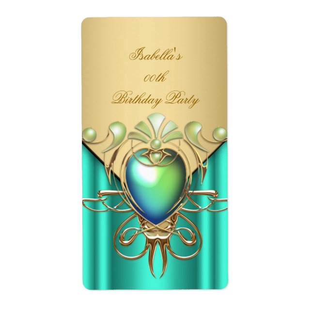 Gold Emerald Jade Green Elegant Birthday Party (Front)