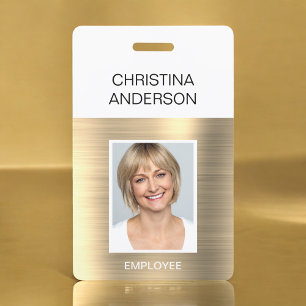 Gold Employee - Name Photo Corporate Metallic ID Badge