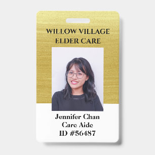 Gold Employee Staff Photo ID With Name Badge