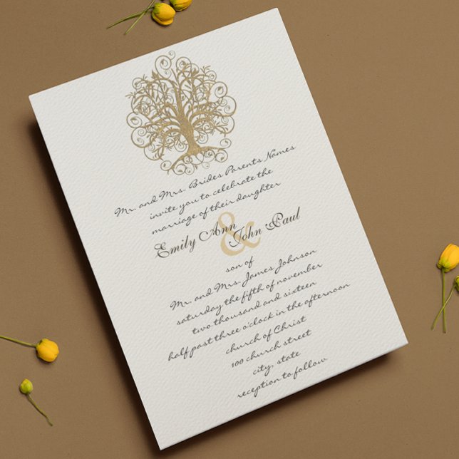 Gold Enchanted Forest Wedding Invitation (Creator Uploaded)