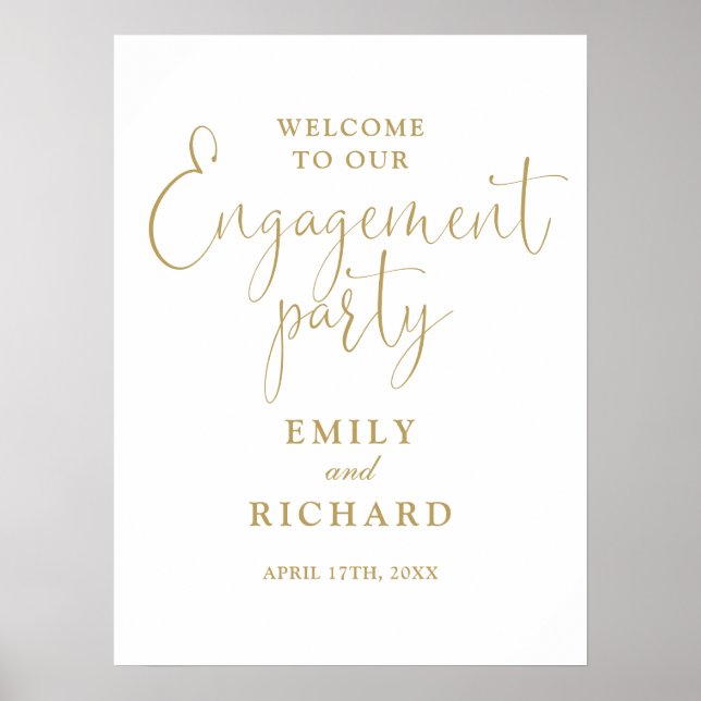 Gold Engagement Party Welcome Sign (Front)