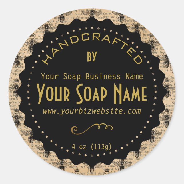 Gold Ephemera Vintage Soap Product Label (Front)