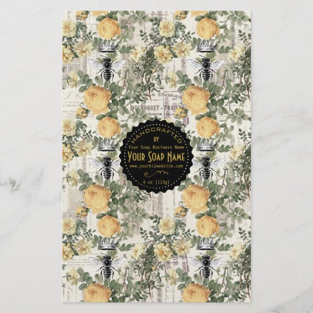Gold Ephemera Vintage Soap Wrap - Flyer Paper (Front)