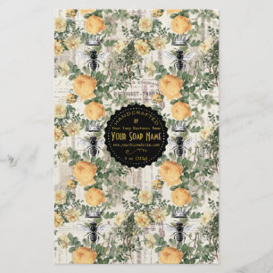 Gold Ephemera Vintage Soap Wrap Paper - Satin