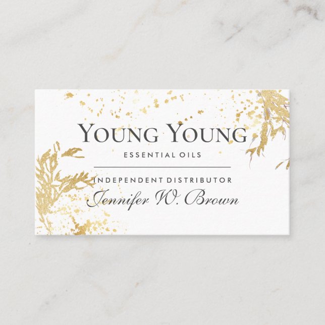 Gold Essential Oils floral yellow Business Card (Front)