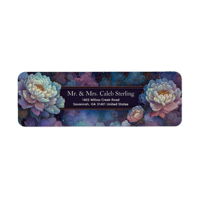 Gold Etched Lavender Teal Peony Border (Front)