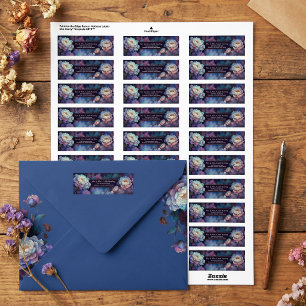 Gold Etched Lavender Teal Peony Border
