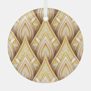 Gold Ethnic Motifs: Luxurious Seamless Glass Tree Decoration