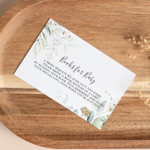 Gold Eucalyptus Baby Shower Book Request  Enclosure Card