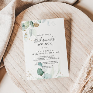 Gold Eucalyptus Bridesmaids Brunch Shower Invitation