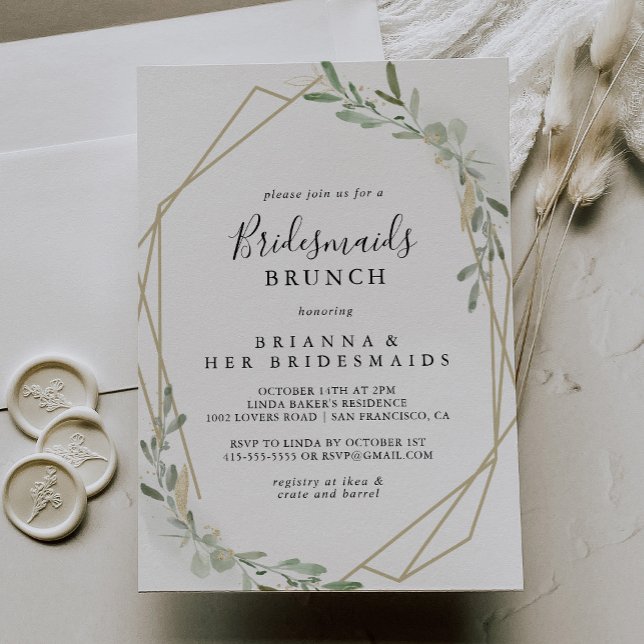 Gold Eucalyptus Bridesmaids Brunch Shower   Invitation (Creator Uploaded)