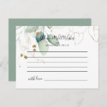 Gold Eucalyptus Calligraphy Wedding Advice Card<br><div class="desc">This gold eucalyptus calligraphy wedding advice card is perfect for a rustic wedding. This artistic design features hand-drawn watercolor gold and green foliage, inspiring natural beauty. These cards are perfect for a wedding, bridal shower, baby shower, graduation party & more. Personalise the cards with the names of the bride and...</div>