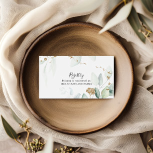 Gold Eucalyptus Calligraphy Wedding Gift Registry  Enclosure Card