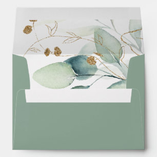 Gold Eucalyptus Calligraphy Wedding Invitation  Envelope
