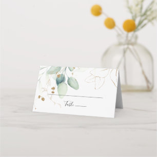 Gold Eucalyptus Calligraphy Wedding  Place Card