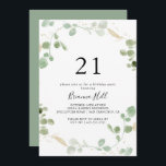 Gold Eucalyptus Foliage 21st Birthday Party Invitation<br><div class="desc">This gold eucalyptus foliage 21st birthday party invitation is perfect for a modern event. The design features watercolor eucalyptus green foliage with gold confetti.</div>