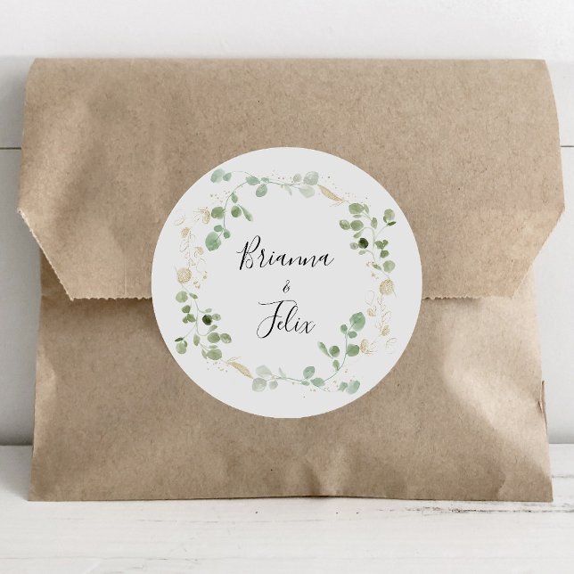 Gold Eucalyptus Foliage Wedding Envelope Seals (Creator Uploaded)