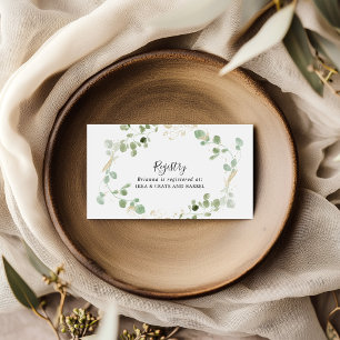 Gold Eucalyptus Foliage Wedding Gift Registry  Enclosure Card