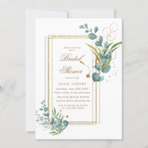 gold eucalyptus greenery bridal shower  Invitation