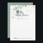 Gold Eucalyptus Wedding Words of Wisdom  Advice Card<br><div class="desc">This gold eucalyptus wedding words of wisdom advice card is perfect for a rustic wedding. This artistic design features hand-drawn watercolor gold and green foliage, inspiring natural beauty. These cards are perfect for a wedding, bridal shower, baby shower, graduation party & more. Personalise the cards with the names of the...</div>