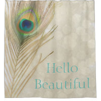Gold Exotic Peacock Feather Glam Elegant Chic