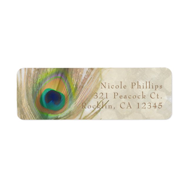 Gold Exotic Peacock Feather Glam Party Invitation (Front)