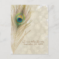 Gold Exotic Peacock Feather Glam Save the Date