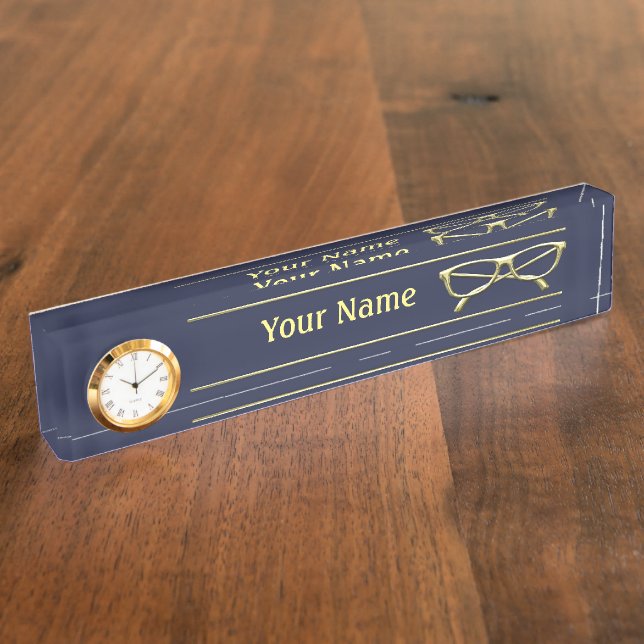 Gold Eyeglasses Nameplate (Side)