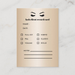Gold  Eyelash Extension Client Consultation Business Card