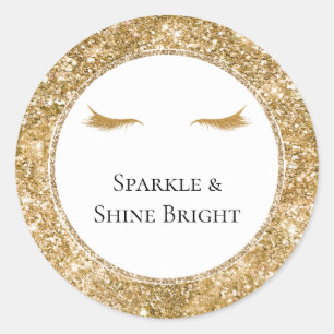 Gold Eyelashes girly glam glitter  Classic Round Sticker