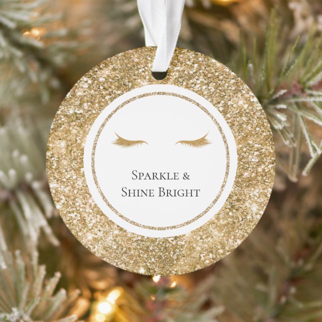 Gold Eyelashes girly glam glitter  Ornament (Tree)