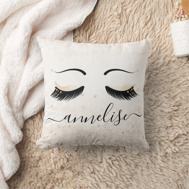 Gold Eyelashes | Glitter and Diamonds |  Cushion (Blanket)
