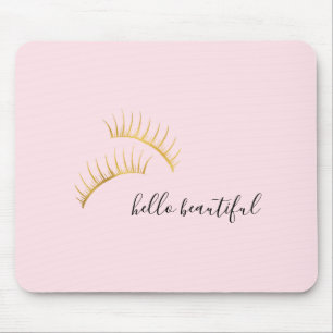 Gold Eyelashes Hello Beautiful Mouse Pad