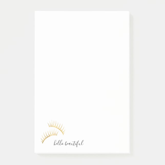 Gold Eyelashes Hello Beautiful Post-it Notes (Front)