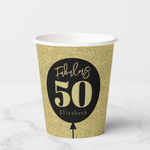 Gold Fabulous 50 Birthday  Paper Cups