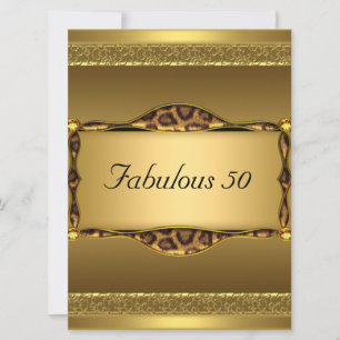 Gold  Fabulous at 50 Birthday Party Invitation