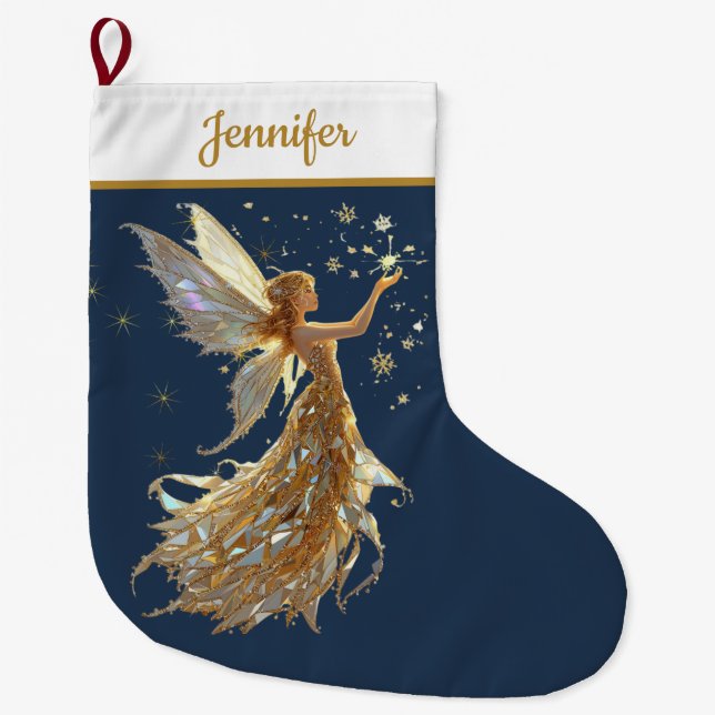 Gold Fairy Christmas Stocking – Sparkling Magic (Front)