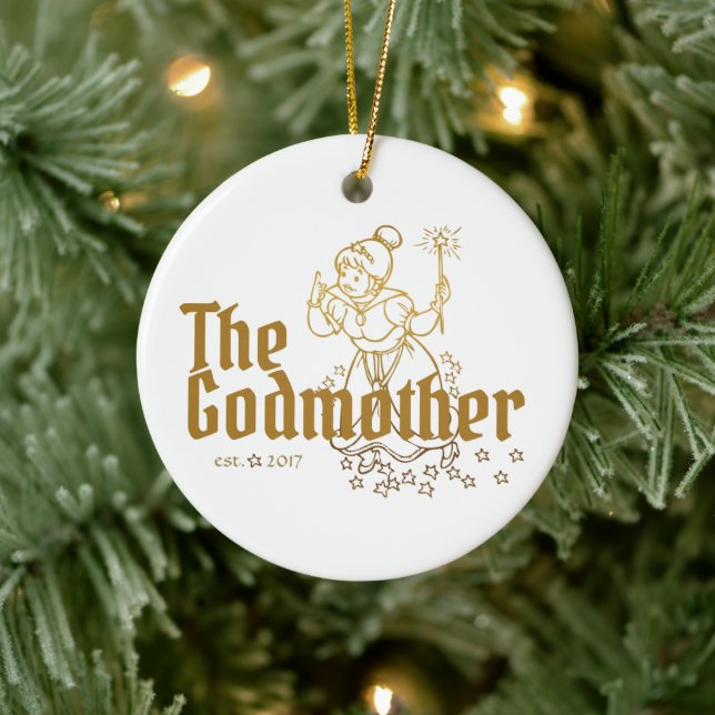 Gold Fairy Customisable The Godmother Ceramic Tree Decoration (Tree)