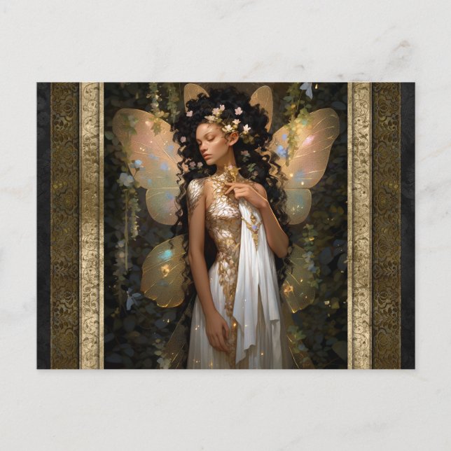 Gold Fairy Girl Fantasy Art Postcard (Front)