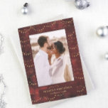 Gold Fairy Lights | Elegant One Photo Holiday Card<br><div class="desc">This modern card features a rich,  crimson background with elegant faux gold fairy lights,  and your favourite personal photo in the centre.</div>