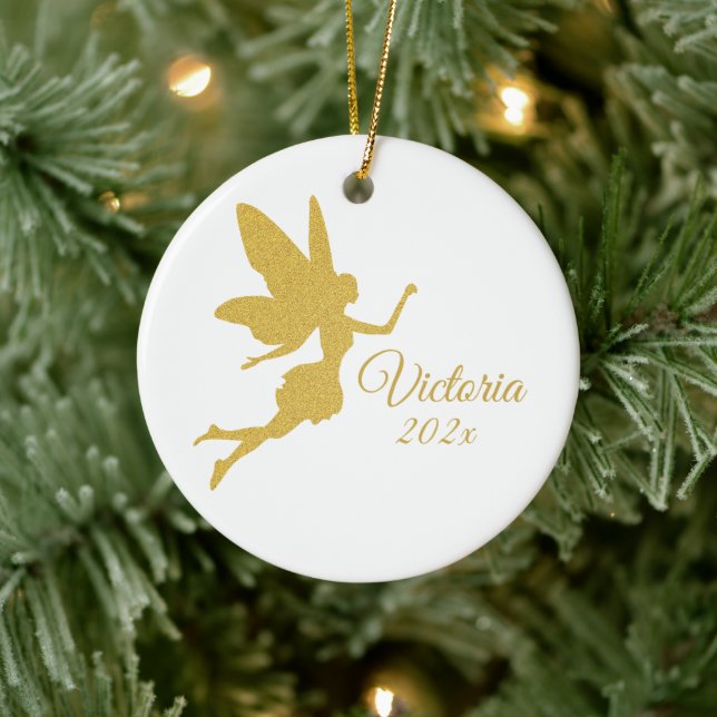 Gold Fairy Ornament Personalized Gift (Tree)