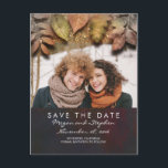 Gold Fall Leaves Photo Save the Date Announcement Postcard<br><div class="desc">Vintage fall leaves and gold glitter romantic photo save the date postcards</div>