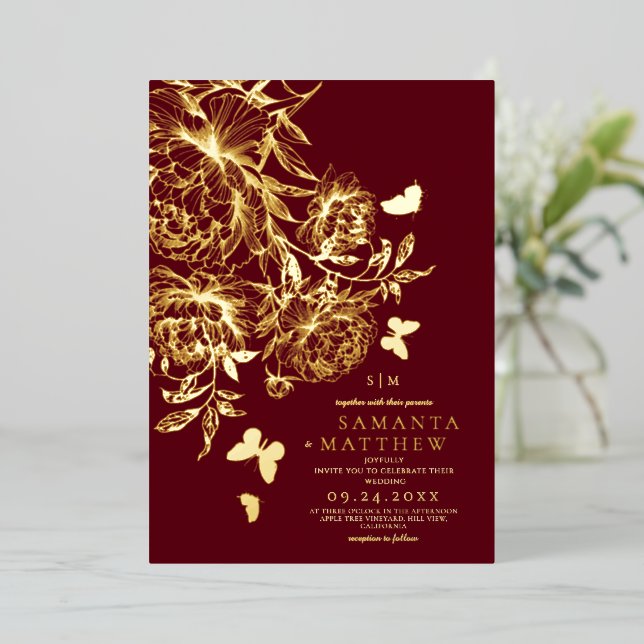 Gold Fall⎮Modern Floral Minimalist Wedding (Standing Front)