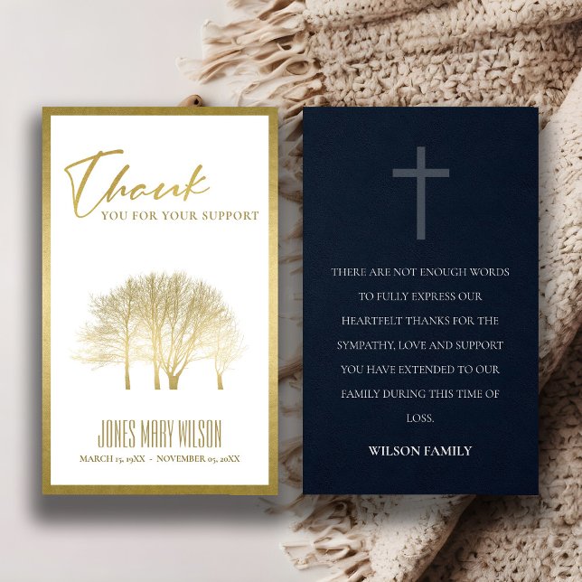 GOLD FALL TREE SYMPATHY MEMORIAL THANK YOU CARD (Creator Uploaded)