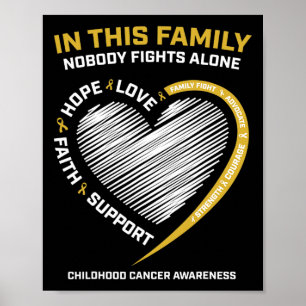 Gold Family Nobody Fights Alone Childhood Cancer A Poster