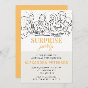 Gold Family Surprise party 62nd birthday Invitation