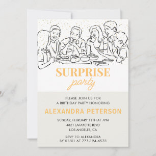 Gold Family Surprise party 93rd birthday Invitation